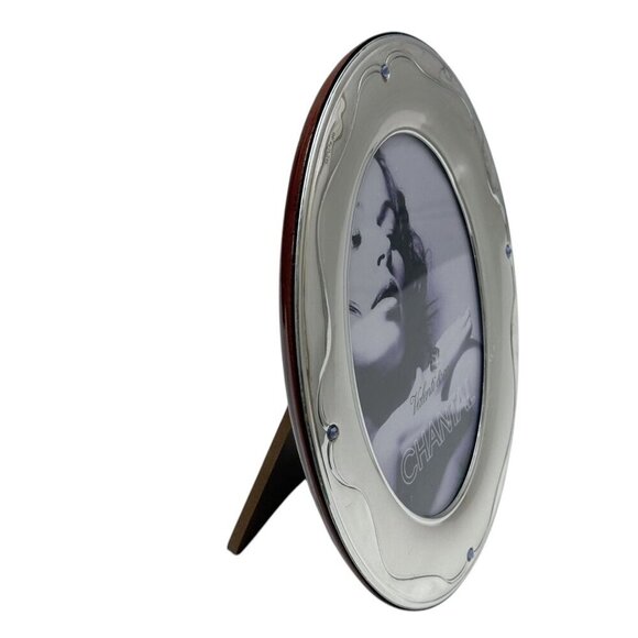 Valenti & Co. Chantal Photo Frame Oval Silver Finish Italian Style 7.25" high - Picture 2 of 12